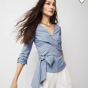 NWT WHITE HOUSE BLACK MARKET TWIST FRONT drape front poplin shirt blouse